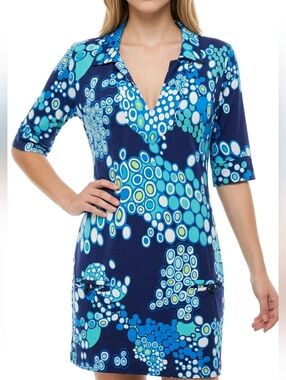 Tori Richard jersey knit collar dress size Large Spandex